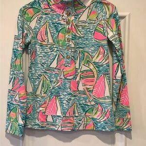 Lilly Pulitzer Captain Popover Ugotta Regatta Skipper XS Multicolor Sailboats